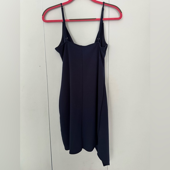 Sunset + Spring Ruched Faux-Wrap Dress in Navy - Picture 4 of 5